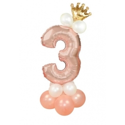 Balony dekoracja na urodziny różowy złoty cyfra 3